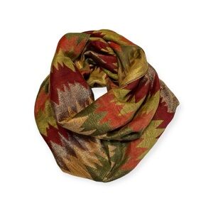 Infinity scarf 60% viscose 40% acrylic Sparkly gold red green abstract d…